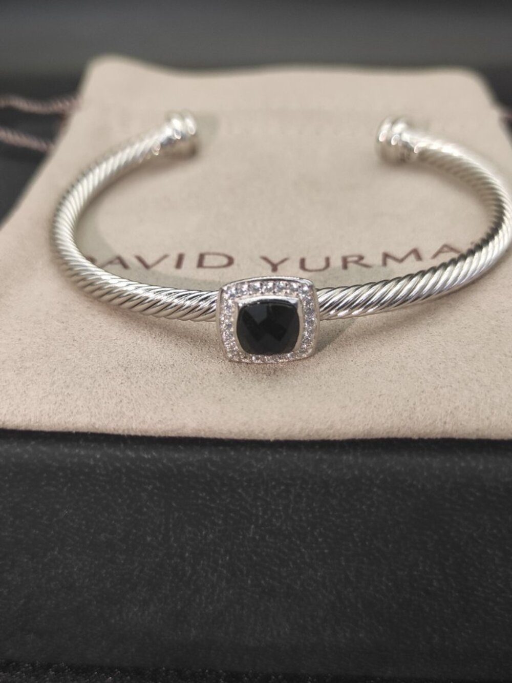 David Yurman 4mm square diamond buttonhole black diamond bracelet